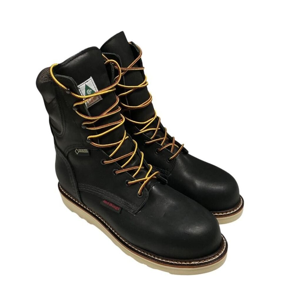Red Wing Men’s Lace-up CSA Safety Toe Work Boots 9D Black Slip Oil Resistant NEW